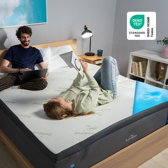 Topper Matrimoniale in cotone 100% Made in Italy, ultra morbido, comodo e traspirante. Aggiunge comfort, sostegno e igiene al tuo materasso per un riposo perfetto ogni notte.